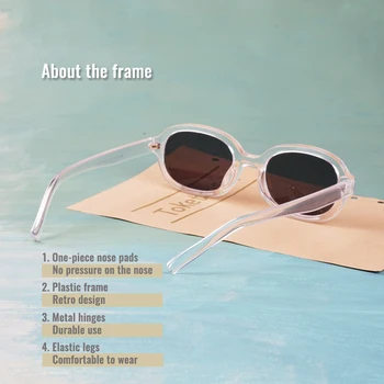 Toketorism Ovalo formos Saulės akiniai Skaidrūs Rėmeliai Moterų Akiniai Derliaus Atspalvių Akiniai nuo saulės