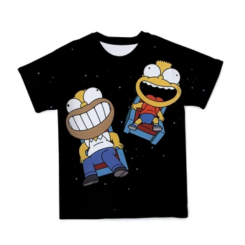 Vasaros Naują Stilių Simpsonų 3D Moterų Ir Vyrų T-Shirt Animacinių filmų Įdomus Komiška Stiliaus Orui Ir Patogiai, O-Kaklo Marškinėliai Drabužių