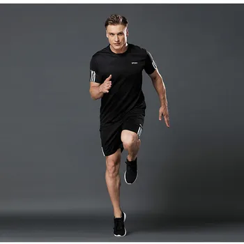 Rinkiniai sporto marškinėliai vyrams kostiumai veikia shrits + sportas šortai + bėgiojimo kelnės vyrams sportinė apranga tiktų žaisti futbolą salėje nustato naujus