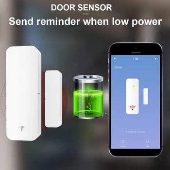 Tuya Smart WiFi durų jutiklis durų atidarymo/uždarymo detektorius suderinama su Alexa, Google Namų Protingo Gyvenimo PROGRAMĄ, namų apsaugos sistema