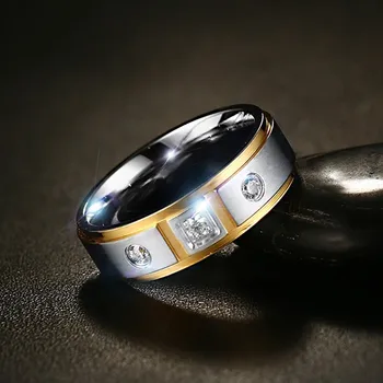 Vnox Moterų CZ Sužadėtuvių Žiedą Vestuvių Papuošalai iš Nerūdijančio Plieno, Metalo