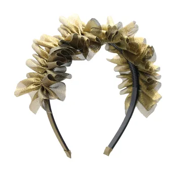 NAUJĄ pavasario mados elegantiškas fascinator šilko tiulio pynimas visa galva hairbands mergaičių mados lankelis