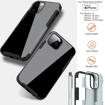 Visiškai Apsaugos Sunku Matinis atsparus smūgiams Bamperis Guminis Permatomas Plonas Telefonas Case Cover for iPhone 12 /Pro /pro Max