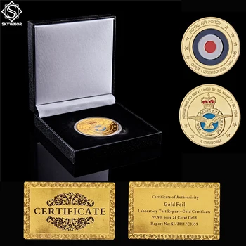 Liuksemburgo Karališkosios Oro Pajėgos Karinės Atminimo Aukso Iššūkis Apvalios Monetos W/ Dekoratyvinės Dėžutės