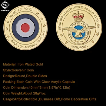 Liuksemburgo Karališkosios Oro Pajėgos Karinės Atminimo Aukso Iššūkis Apvalios Monetos W/ Dekoratyvinės Dėžutės