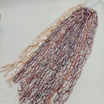 16 colių perlų karoliukus, violetinė BIWA perlų pagal kryptis, pobūdžio gėlavandenių perlų su makaronų forma-plotis 7-11mm ilgis 14-25 mm.