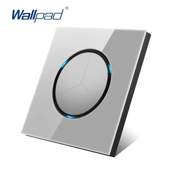 2019 Wallpad 3 Gauja 1 Būdas Atsitiktiniai Spustelėkite Mygtuką Sienų apšvietimo Jungiklis Su LED Indikatorius Pilka Krištolo Stiklo Skydelis 16A