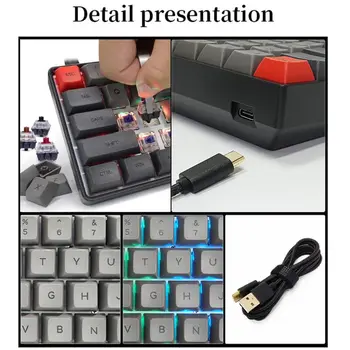 RGB LED Backlight Laidinio Mechaninė Klaviatūros Nešiojamų Kompaktinių Vandeniui Mini Žaidimų Klaviatūra 61 PBT Keycaps Gateron Switchs