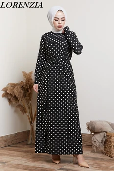 LORENZIA Abaja Dubajus arabų musulmonų mados suknelė, hijab Kaftan Islamo drabužiai, suknelės moterims, Vestidos Skraiste, Omanas NEMOKAMAI SHIPPIN