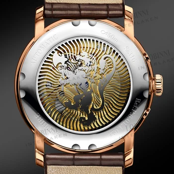 Šveicarija LOBINNI Vyrų Laikrodžiai, Prabangūs visiškai Automatinis laikrodis Vyrams Mechaninis Laikrodis Safyras Odos relogio masculino 2019