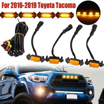 4-gabalas 12V Automobilio LED Grotelės Gintaras Žibintai Rinkinys 2016-2020 Toyota Tacoma Priekinės Grotelės Gintaro Apšvietimo Rinkinys Priedai