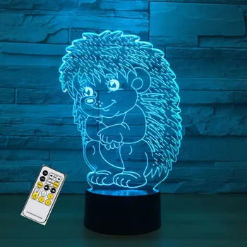 Mielas Ežiukas 3D Naktį Šviesos diodų (LED) Gyvūnų Remote Touch Jungiklis LED Jutiklis Stalas Stalo Lempa LED 3D USB Lempa Namų Meno Papuošalai