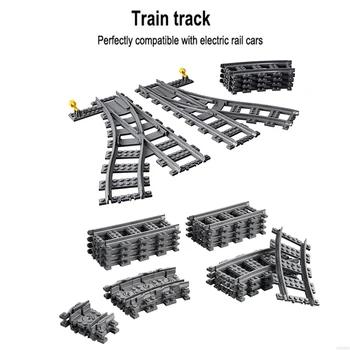 Miesto Traukiniai, Traukinių Lanksčių Bėgių Geležinkelio Pervažos Tiesiai Lenkti Bėgiai Statybinių Blokų Skaičius Žaislai Vaikams