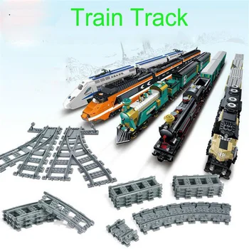 Miesto Traukiniai, Traukinių Lanksčių Bėgių Geležinkelio Pervažos Tiesiai Lenkti Bėgiai Statybinių Blokų Skaičius Žaislai Vaikams