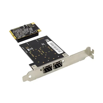 Dual Port MINI PCIE LAN CARD 2 PORT SFP 1000m Serverio Tinklo plokštės Lustą 