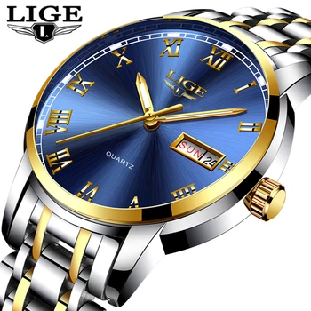 2020 LIGE Verslo Mens Watches Top Brand Prabangos Dienos, Žiūrėti Vyrai Visiškai Plieno, atsparus Vandeniui Kvarcinis Laikrodis Relogio Masculino+Box