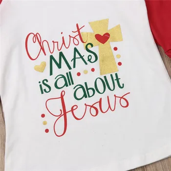 Naujagimio Bamblys Kūdikių Mergaičių Viršūnes Laišką, Print T-shirts Kalėdos Raukiniai Viršūnes Raudona Long Sleeve T Shirt Kalėdų Vaikas Drabužius 0-5Years