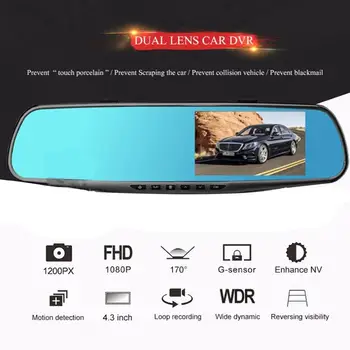 Naujas 3.5 colių Automobilių DVR Veidrodis Automobilių Dvr Kamera 1080P Užpakalinio vaizdo Veidrodėlis, Skaitmeninis Vaizdo įrašymo įrenginys Dual Lens Auto Brūkšnys Cam Aukštos Kokybės