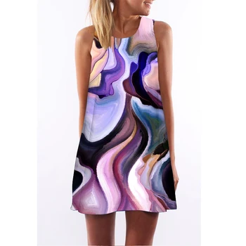 2XL Moterų Drabužiai 3D Degital Spausdinti Seksualus Sleveless Off Pečių Mini Suknelė 2020 Metų Vasaros Atsitiktinis Palaidų Šifono Sundress Vestidos