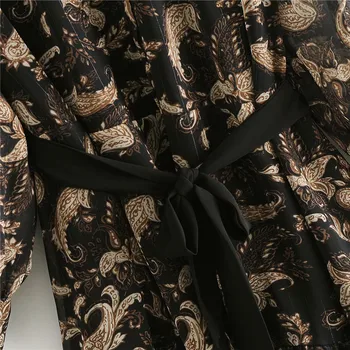 Za Moteris Metaliniu Sriegiu Spausdinti Mini Suknelė 2020 M Ilgio Sluoksniuotos Rankovėmis O Kaklo Lankas, Derliaus Šalis, Suknelės, Elegantiškos Priekiniai Mygtuką Trumpas Vestido