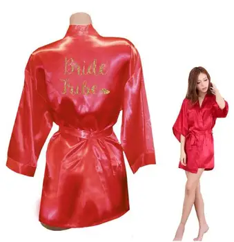 Moterų Kimono Rūbeliai Dirbtiniais Šilko Nuotaka Nuotakos Gentis Širdies Aukso Blizgučiai Spausdinti Rūbeliai Bachelorette Vestuvių Preparewear Nemokamas Pristatymas