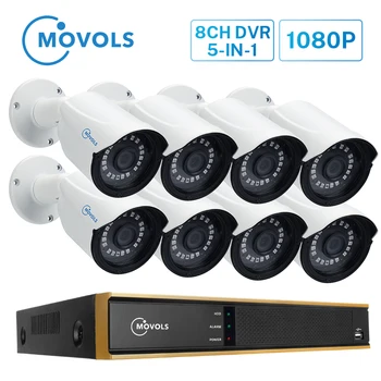 MOVOLS 1080P DVR 8CH 8PCS 2MP, Naktinio Matymo Saugumo kamerų sistema, vidaus/Lauko CCTV KIt Vandeniui Vaizdo Stebėjimo Sistemos