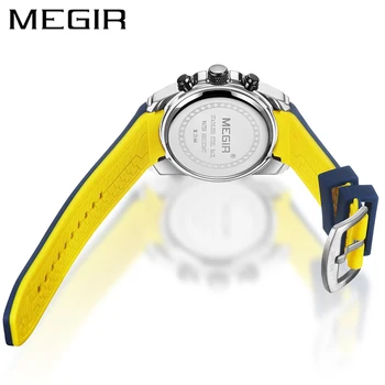 MEGIR 2020 Mėlyna Sporto Laikrodžiai Vyrams Top Brand Prabanga Chronograph Vyras Žiūrėti Karinės Kvarciniai Laikrodžiai Šviečiantys Relogio Masculino