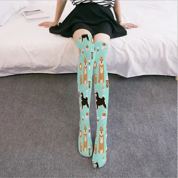 Mados moterų kojinės naujovė Išspausdintas ilgas kojines aukštakulniais kojinės moterų Mielas virš kelio kojinės moterims gyvulių 5SW31