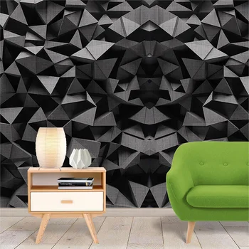 Custom Sienų Tapetai, 3D Stereo Geometrijos Juoda Medžiaga Modelis Sienų Tapyba Kambarį TELEVIZIJA Miegamojo Kūrybos Fone Sienos