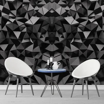 Custom Sienų Tapetai, 3D Stereo Geometrijos Juoda Medžiaga Modelis Sienų Tapyba Kambarį TELEVIZIJA Miegamojo Kūrybos Fone Sienos