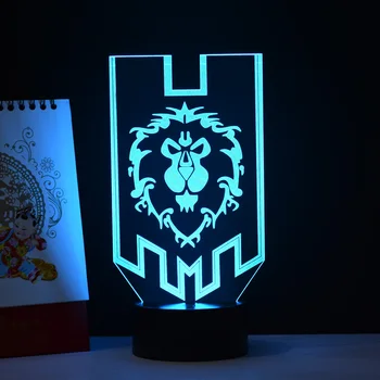 World of Warcraft 3D Efektas Lempos Optiniai LED Iliuzija Stalas Stalo Naktį Šviesa 7 spalvų Keitimas Vaikams bulbing Kalėdų Dovana