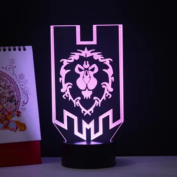 World of Warcraft 3D Efektas Lempos Optiniai LED Iliuzija Stalas Stalo Naktį Šviesa 7 spalvų Keitimas Vaikams bulbing Kalėdų Dovana