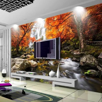 Krioklys Gamtos Kraštovaizdžio Didelės Sieninės Tapybos Užsakymą Foto Tapetai Gyvenamasis Kambarys su Sofa-lova, TV Foną, Tėtis Peint Freskos 3D