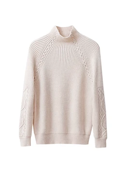 Amii minimalistinio temperamentas rudens žiemos džemperis moterims nauji aukštos apykaklės, patalynė modelio megztinis viršūnes 11920178