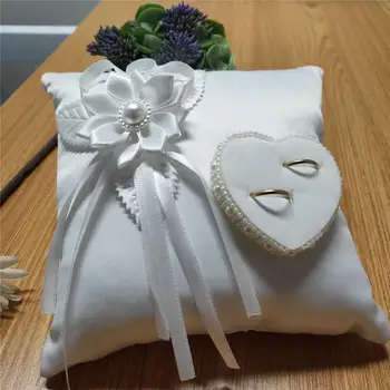 Stilingas Vestuvių Žiedas Pagalvę Romantiška Balta Aikštėje Gėlių Kamelijos Žiedas Širdies Formos Pagalvėlė Santuokos Tiekimą Vestuvių #4