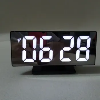 Daugiafunkcis Skaitmeninis Laikrodis LED Ekranas, Veidrodis, Laikrodis, žadintuvo Naktį Lentelė Darbalaukio reloj despertador su USB Laidu