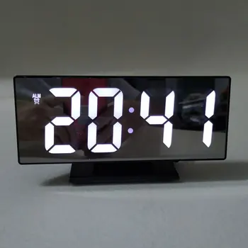 Daugiafunkcis Skaitmeninis Laikrodis LED Ekranas, Veidrodis, Laikrodis, žadintuvo Naktį Lentelė Darbalaukio reloj despertador su USB Laidu