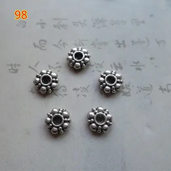 100vnt/daug Klasikinis Gėlių Dizainas Lydinio Karoliukai, Metalinės 6x2mm Tibeto Sidabro Rankų darbo Pertvaros Pakabukai, 