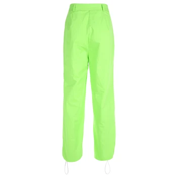 Sweetown Fluorescencinė Žalia Hipių Aukšto Liemens Kelnės Moterims Prarasti Pavasario Vasaros Mygtuką Skristi Krovinių Kelnės Streetwear 2019 Naujas