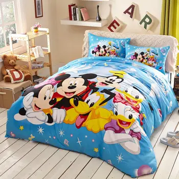 3D Blue Vaikai antklode padengti nustato vieno dydžio Mickey Mouse patalynės twin lovatiesė medvilnės, karalienė, karalius lova rinkinys Berniukams 