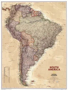 Antikvariniai Išvaizdą Pietų Amerikos Žemėlapį, Aiškios Linijos Išskirtinį Dizainą Geographic Drobė Sienos Lipdukas Namų Dekoro Kavinė Baras Baras Spausdinti Plakato