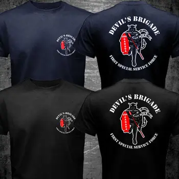 WW2 FSSF Pirma Specialiųjų tarnybų Pajėgos marškinėliai vyrams dviejų pusių JAV Kanada Juoda Velnio Brigada dovana, laisvalaikio marškinėliai, JAV dydis