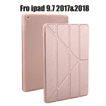 Case for iPad 9.7 colių 2017 2018 Spaudai, Minkšto silikono apačios+PU Odos Smart Cover 