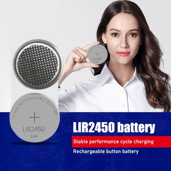 3PCS Li-ion Įkraunama Baterija LIR2450 3.6 V, 2 VNT Ličio sagos formos elementai, Moneta Ląstelių Žiūrėti Baterijų LIR 2450 Pakeičia CR2450