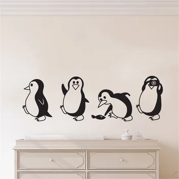 Mielas mažai pingvinas Siena Lipdukas Namų Dekoras Vaikų kambarį kambarį Fone apdailos jam prilygintą išsilavinimą meno, Lipdukai gyvūnų lipdukai