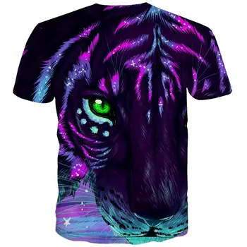 KYKU Tigras T-shirt Vyrai Gyvūnų Tshirts Atsitiktinis Spalvinga marškinėliai 3d Trumpas Rankovės Punk Roko Mados Stilių Big Dydis
