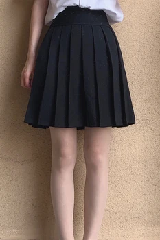 Japonijos Vasaros JK Uniformos Sijonas Mergina Studentų Didelio dydžio vientisos spalvos mokyklinę Uniformą Sijonas Atsitiktinis Aukšto juosmens Klostuotas Sijonas