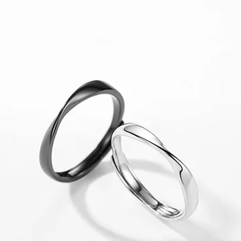 S925 sidabro nišą dizaino romantiška pora poros žiedą, vyrai ir moterys, poros korėjos banga prašmatnus šalto vėjo žiedas