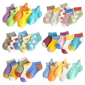 5 poros daug kūdikių trumpas medvilnės kojinės bamblys berniukų, mergaičių vasaros tinklelio plonas juokinga vaivorykštė kojinių, vaikai, vaikai, spalvinga dryžuotas kojines