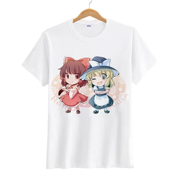 Anime Touhou Project T-shirts Animacinių filmų Saigyouji Yuyuko Hakurei Reimu Cosplay Marškinėliai Tees Vasaros Trumpas Rankovės Marškinėliai, Topai